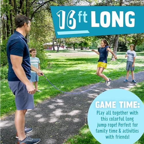 Just Jump It 16' Foot Single Jump Rope - Active Outdoor Youth Fitness - Double Dutch Length - Turquoise - Image 2