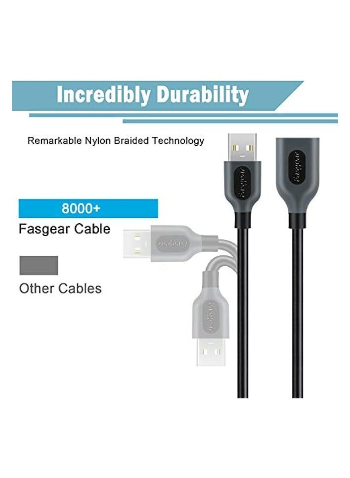 فاسجير كابل تمديد USB 2.0، 3 حزم 6 أقدام ذكر إلى أنثى للشحن والمزامنة سلك موسع USB (أسود وأرجواني وأزرق) - Image 2