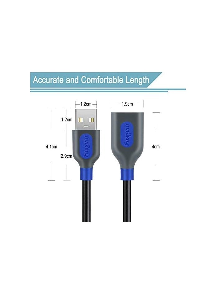 فاسجير كابل تمديد USB 2.0، 3 حزم 6 أقدام ذكر إلى أنثى للشحن والمزامنة سلك موسع USB (أسود وأرجواني وأزرق) - Image 3