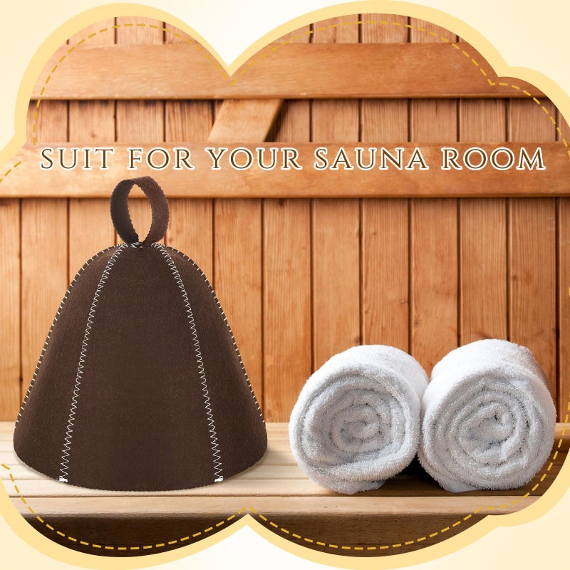 JaGely Sauna Hat for Men Women Wool Sauna Hat Vaporarium Cap Russian Banya Cap for Bath House Accessories(Brown,2 Pieces) - Image 5