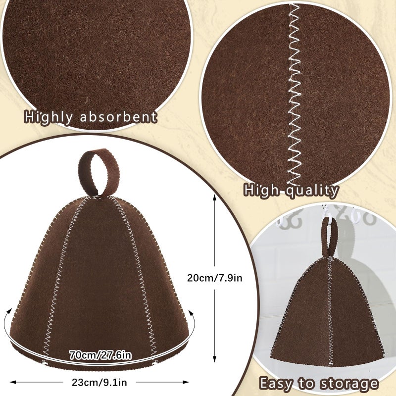 JaGely Sauna Hat for Men Women Wool Sauna Hat Vaporarium Cap Russian Banya Cap for Bath House Accessories(Brown,2 Pieces) - Image 2