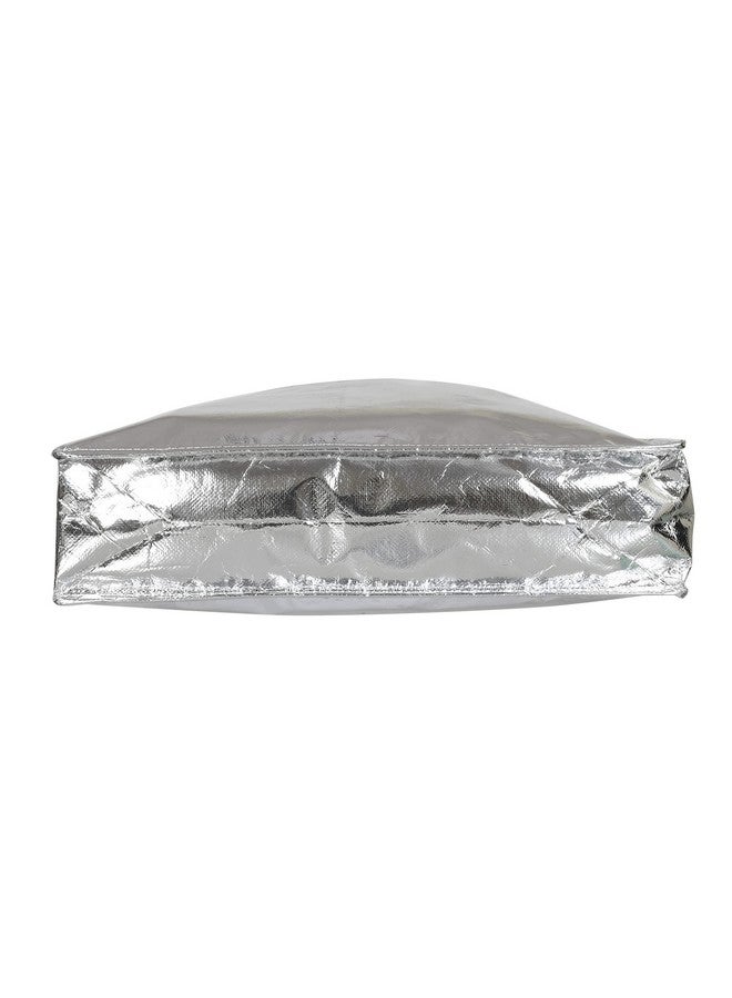 Kuber Industries Kuber Industries Reusable Small Size Grocery Bag Shopping Bag with Handle, Non-Woven Gift Bag Goodies Bag Silver Tote Bag-Pack of 6 (Silver) (HS_36_KUBMART018901) - Image 4