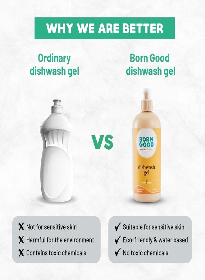 Born Good Industrial Grade Natural Dishwash Gel | Spanish Citrus | Tough on Grease & Stains | Safe for Hands, Baby Bottles & Pet Bowls | Biodegradable, Non-Toxic, Eco-Friendly | 500ml - Image 3