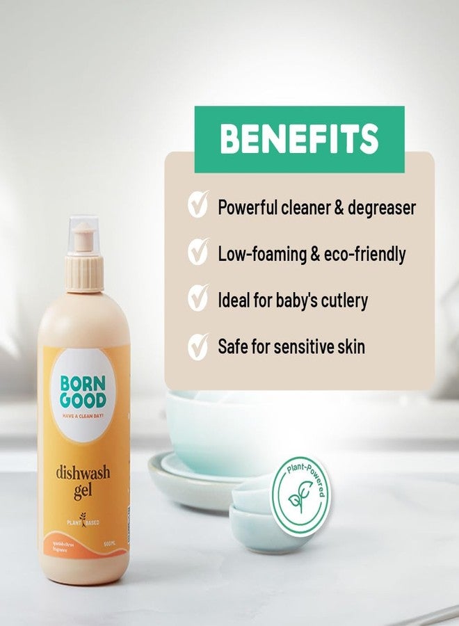 Born Good Industrial Grade Natural Dishwash Gel | Spanish Citrus | Tough on Grease & Stains | Safe for Hands, Baby Bottles & Pet Bowls | Biodegradable, Non-Toxic, Eco-Friendly | 500ml - Image 2