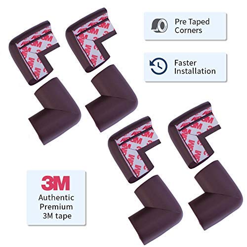 AMAZARA Baby Proofing Edge & Corner Guards | Extra Long 16.4Ft Edge + 8 Pre-Taped Corner Protectors | Child Safety Furniture Cushions | Brown - Image 3
