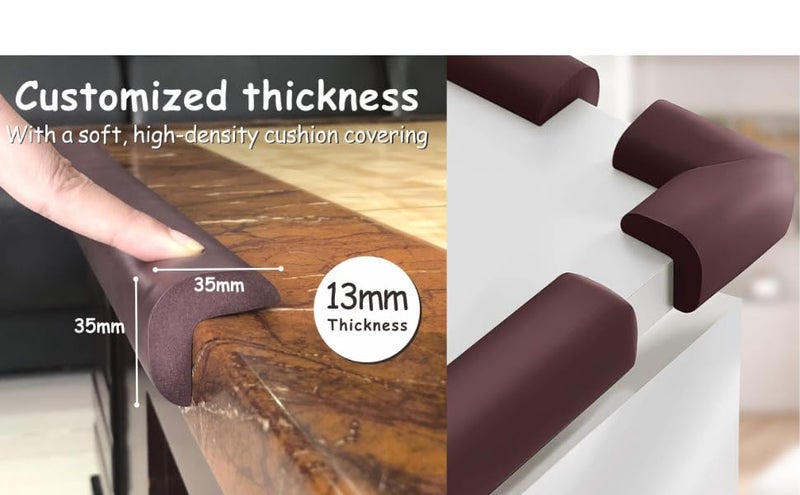 AMAZARA Baby Proofing Edge & Corner Guards | Extra Long 16.4Ft Edge + 8 Pre-Taped Corner Protectors | Child Safety Furniture Cushions | Brown - Image 4