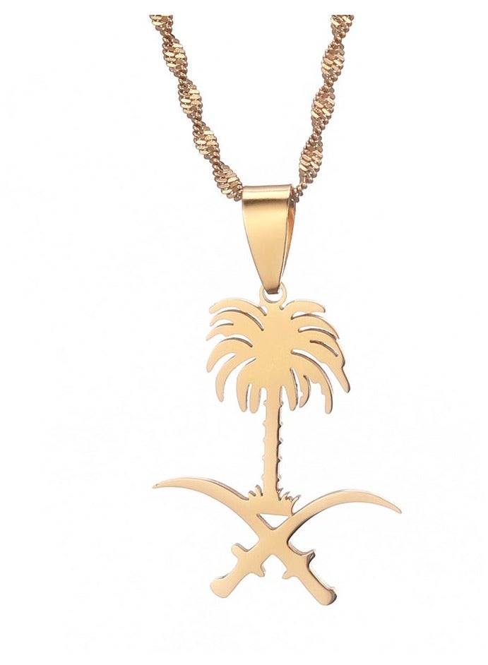 Car hanger with the design of two swords and Saudi palm tree Hanging the car mirror is distinctive accessory to decorate the car - Image 1