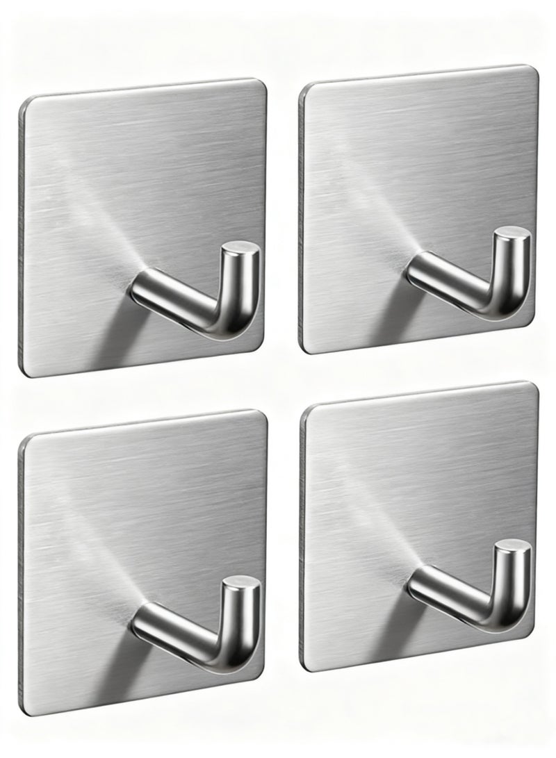 4 Pcs Metal Stainless Steel Hook Components, with Strong Adhesive Hooks. Bathroom Towel Hooks, Suitable for Wall-mounted Stainless Steel Hooks in Bathrooms, Kitchens, Garages, and Hotels. Made of Waterproof Material - Image 1