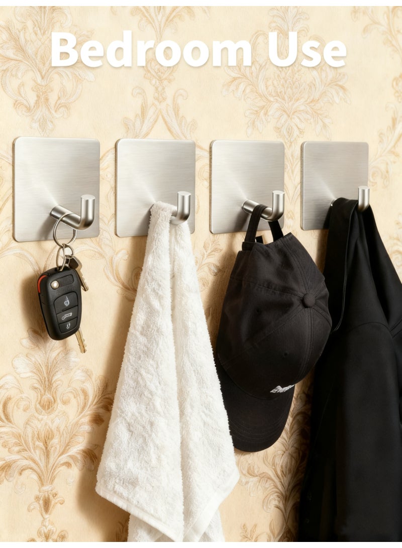 4 Pcs Metal Stainless Steel Hook Components, with Strong Adhesive Hooks. Bathroom Towel Hooks, Suitable for Wall-mounted Stainless Steel Hooks in Bathrooms, Kitchens, Garages, and Hotels. Made of Waterproof Material - Image 2