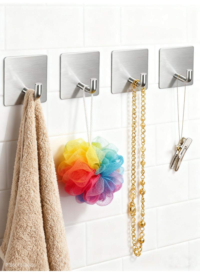 4 Pcs Metal Stainless Steel Hook Components, with Strong Adhesive Hooks. Bathroom Towel Hooks, Suitable for Wall-mounted Stainless Steel Hooks in Bathrooms, Kitchens, Garages, and Hotels. Made of Waterproof Material - Image 3