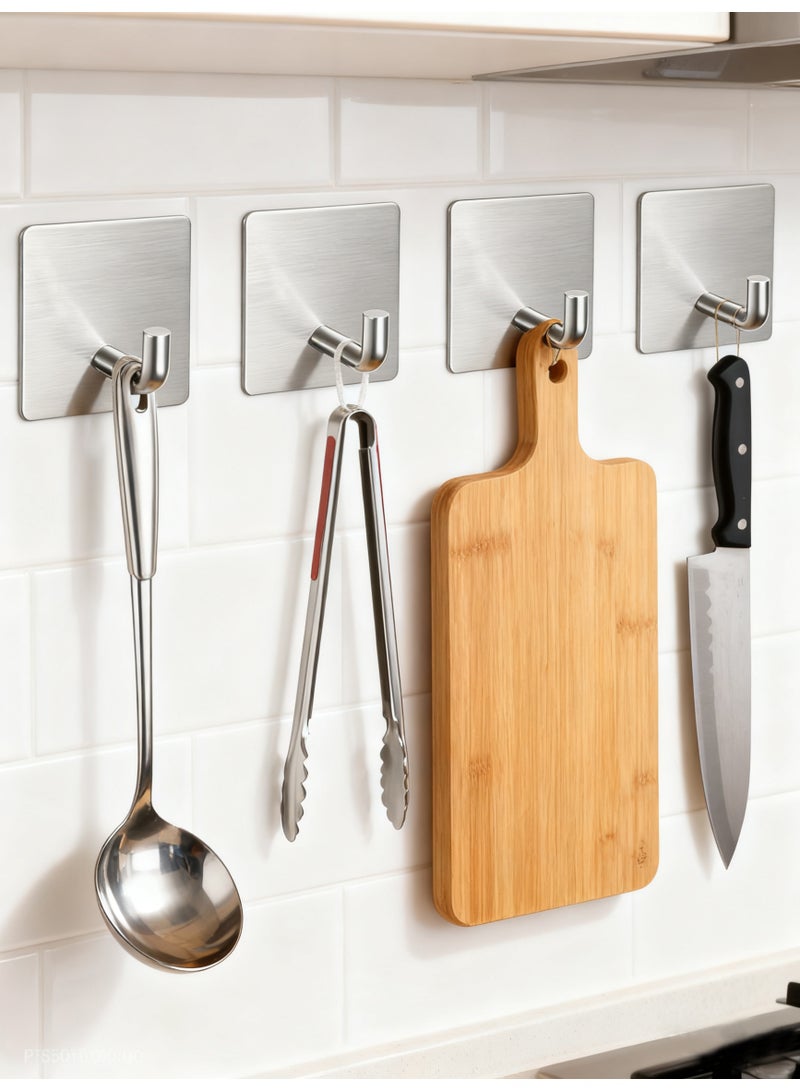 4 Pcs Metal Stainless Steel Hook Components, with Strong Adhesive Hooks. Bathroom Towel Hooks, Suitable for Wall-mounted Stainless Steel Hooks in Bathrooms, Kitchens, Garages, and Hotels. Made of Waterproof Material - Image 4