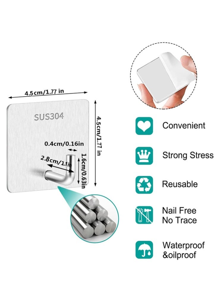 4 Pcs Metal Stainless Steel Hook Components, with Strong Adhesive Hooks. Bathroom Towel Hooks, Suitable for Wall-mounted Stainless Steel Hooks in Bathrooms, Kitchens, Garages, and Hotels. Made of Waterproof Material - Image 5