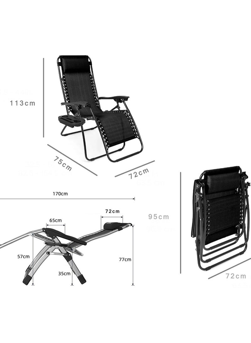2 Pack Camping Chairs Outdoor Camping Beach Chair Lightweight Gravity Lounge Chair Reclining Patio Chairs Folding Recliner Portable Camping Chair for Beach, Hiking, Picnics
