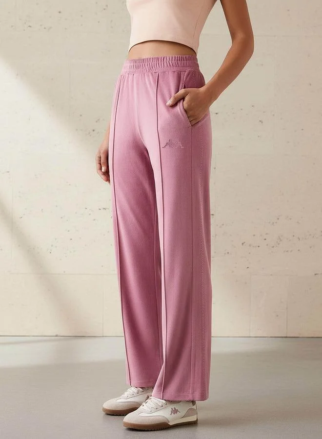 Kappa Kappa Embellished Velour Regular Fit Track Pants with Pockets