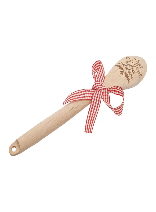 ASVP Shop Jane Austen Wooden Spoon with Red Gift Bow - Pride and Prejudice Quote “What Excellent Boiled Potatoes” - Funny Literary Kitchen Utensil & Gift for Book Lovers - Image 3