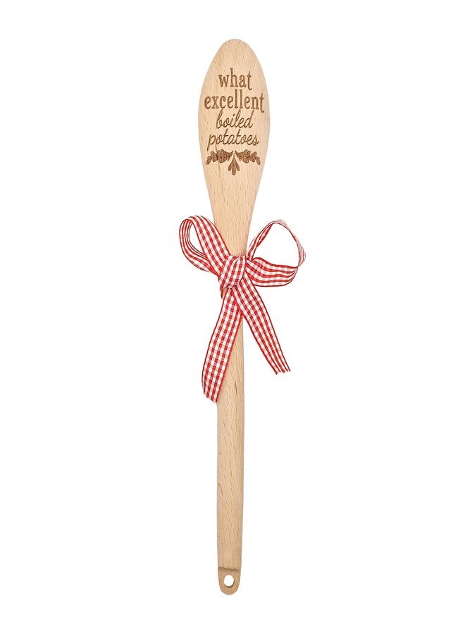 ASVP Shop Jane Austen Wooden Spoon with Red Gift Bow - Pride and Prejudice Quote “What Excellent Boiled Potatoes” - Funny Literary Kitchen Utensil & Gift for Book Lovers - Image 1