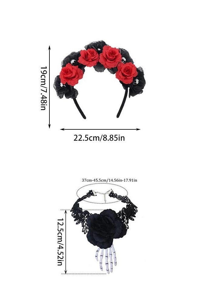 JAYATO 2 pcs set Halloween Skull headbands, Hand Bone Necklace for Dressing up and Costume, Masked ball, Birthday party game, Valentine's Day - Image 3