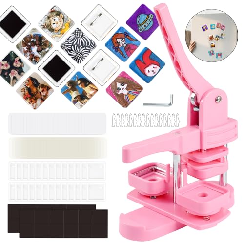 Goodcrafter Magnet Maker Machine, 2-in-1 Fridge Magnet & Button Maker Machine, 50mm/1.97 inch Square Magnets Badge Maker Machine with 550 Free Parts (Includes 50 Pins) - Image 1