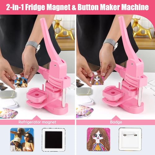 Goodcrafter Magnet Maker Machine, 2-in-1 Fridge Magnet & Button Maker Machine, 50mm/1.97 inch Square Magnets Badge Maker Machine with 550 Free Parts (Includes 50 Pins) - Image 2