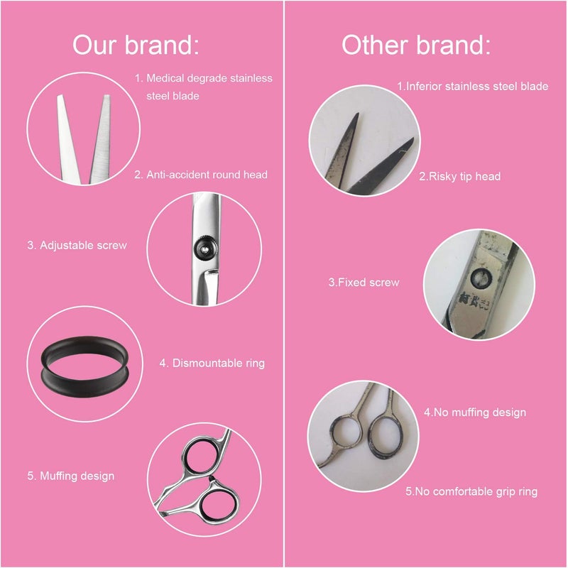 Fcysy Hair Cutting Scissors Thinning Shears- Professional Barber Sharp Hair Scissors Hairdressing Shears Kit with Haircut Accessories in Leather Case for Cutting Styling Hair for Women Men Pet- 7 Pcs - Image 5