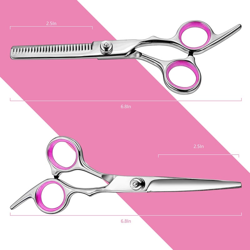 Fcysy Hair Cutting Scissors Thinning Shears- Professional Barber Sharp Hair Scissors Hairdressing Shears Kit with Haircut Accessories in Leather Case for Cutting Styling Hair for Women Men Pet- 7 Pcs - Image 2