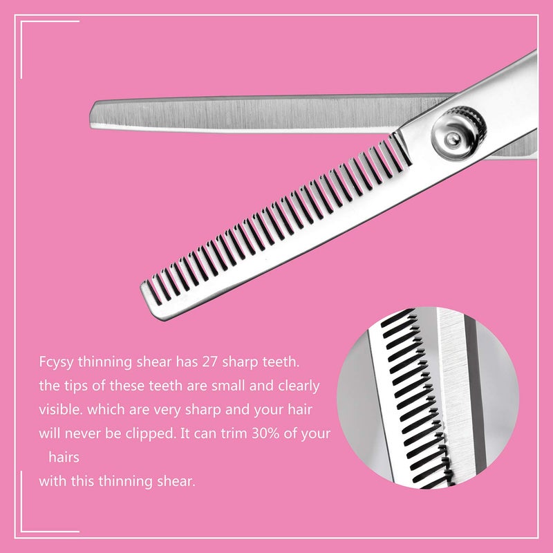Fcysy Hair Cutting Scissors Thinning Shears- Professional Barber Sharp Hair Scissors Hairdressing Shears Kit with Haircut Accessories in Leather Case for Cutting Styling Hair for Women Men Pet- 7 Pcs - Image 4