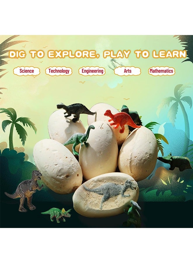 Dino Eggs Dig Kit, 12 Unique Fossil Eggs and Discover Dinosaur Excavation Tools Science STEM Digging Toy Gift Present for Boys Girls Age 6-12 Birthday Party, Playdates. - Image 2