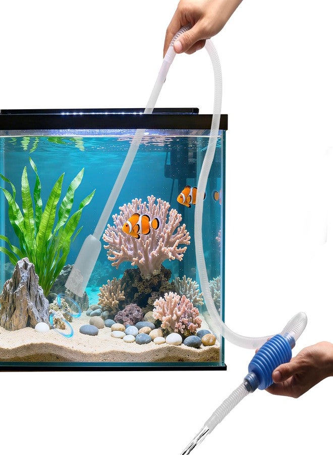 Depeew Gravel Vacuum for Aquarium Siphon, 6.4ft Fish Tank Siphon - Thick, Wide Tubing, Quick & Easy Waste Removal or Water Changes, Fish Tank Cleaner, Blue - Image 1