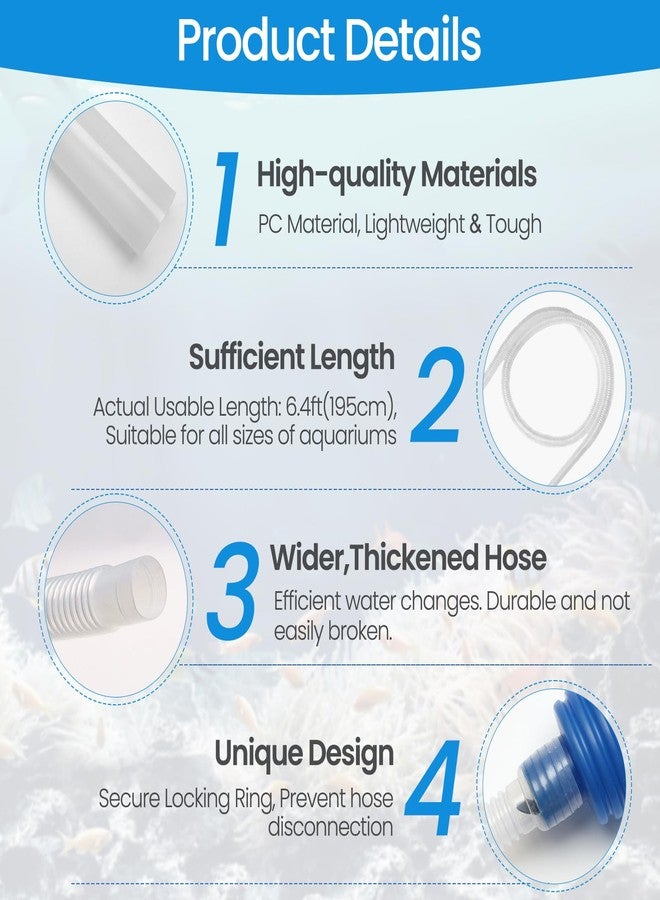 Depeew Gravel Vacuum for Aquarium Siphon, 6.4ft Fish Tank Siphon - Thick, Wide Tubing, Quick & Easy Waste Removal or Water Changes, Fish Tank Cleaner, Blue - Image 2