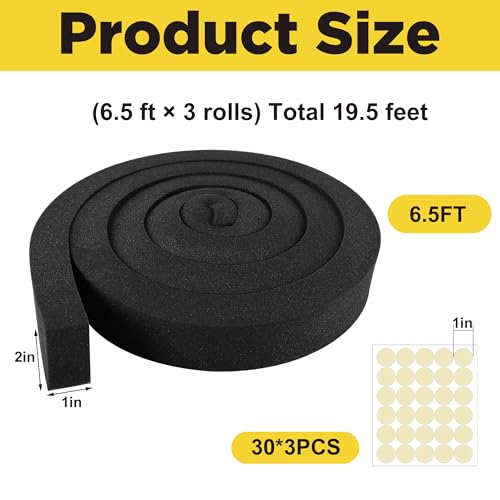 Tlswshsy 2 in x 6.5 ft Air Conditioner Foam Tape - 3Pcs Non-Adhesive Foam Seal Strip with Glue Point for Door & Window Seal - Image 2