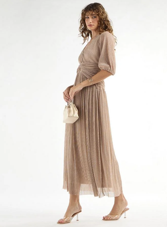 Splash FAV Gathered Metallic Midi Dress