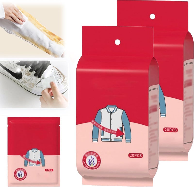 Individually Packaged Clothes Stain Remover Wipes, Personal Wrap Wipes, Clothes Oil Remover (Pack of 1, 20Pcs) - Image 1
