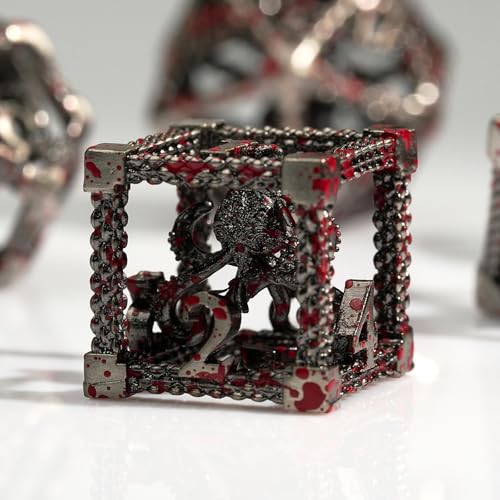 HNCCESG Hollow DND Metal DiceUnique Design 3D Octopus 7 Die for Fantasy Tabletop RPG Role Playing Games Gift for DND LoversBloodstained - Image 5