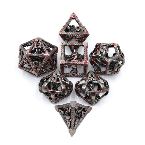 HNCCESG Hollow DND Metal DiceUnique Design 3D Octopus 7 Die for Fantasy Tabletop RPG Role Playing Games Gift for DND LoversBloodstained - Image 1
