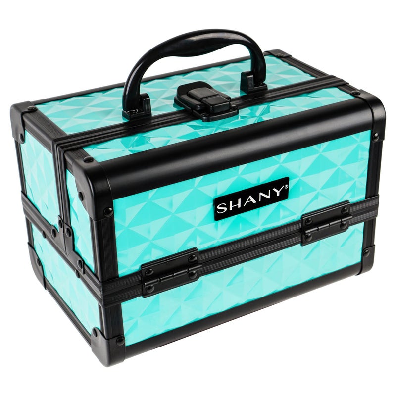 Shany صندوق مكياج شاني الأنيق - علبة مستحضرات التجميل المحمولة - منظم الجمال - تخزين المجوهرات مع أقفال، صندوق تخزين مكياج مع مرايا مكياج - تركواز - Image 4