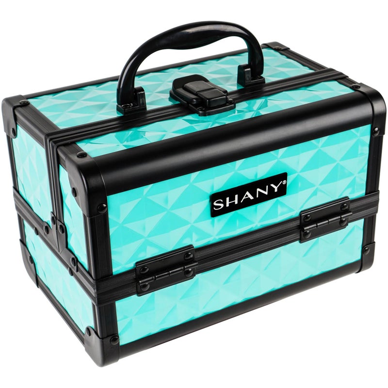 Shany صندوق مكياج شاني الأنيق - علبة مستحضرات التجميل المحمولة - منظم الجمال - تخزين المجوهرات مع أقفال، صندوق تخزين مكياج مع مرايا مكياج - تركواز - Image 2