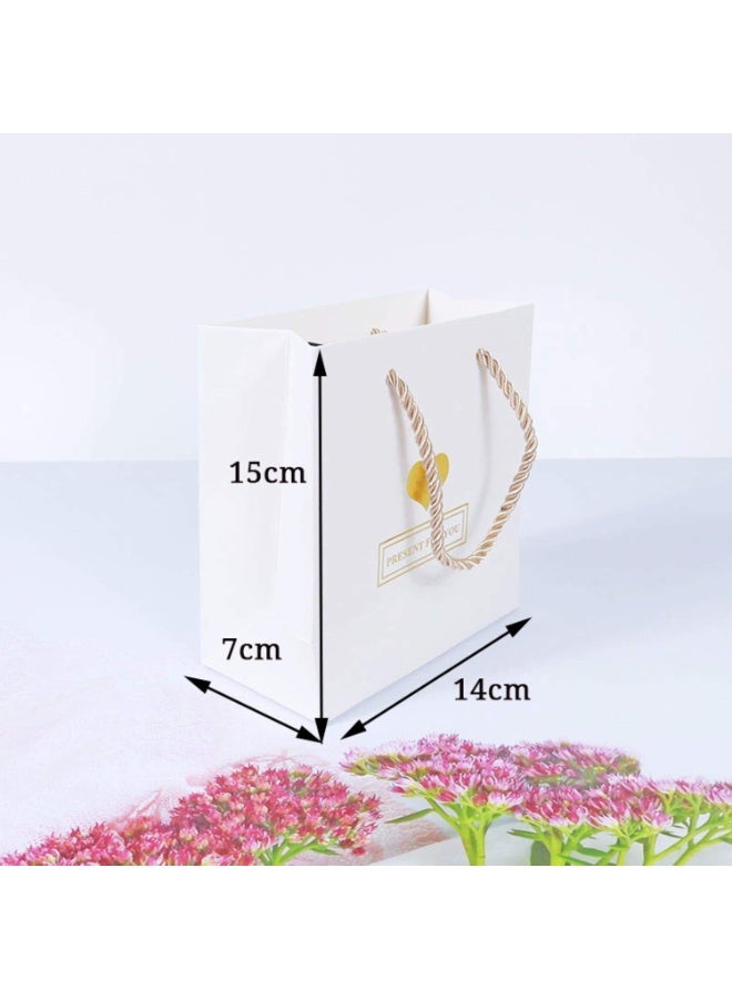 15 كيسًا ورقيًا للهدايا، مقاس 14×15×7 سم، باللون الوردي والأزرق والأبيض، لحفلات الزفاف وأعياد الميلاد وهدايا الحفلات والهدايا التذكارية - Image 3