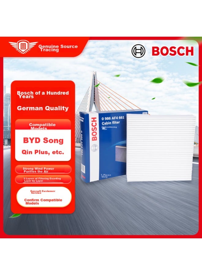 Bosch Single-effect Air Conditioning Filter, Car Air Conditioning Filter Element 4661, Compatible With Byd Song, Qin Plus, Zuchijian 05 And Others - Image 1
