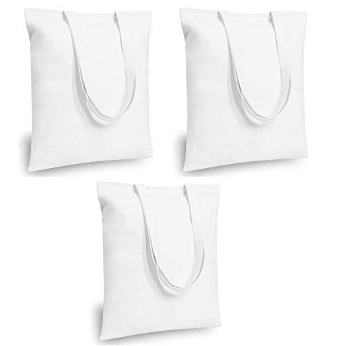 Lify Canvas Tote Bags Bulk Shopping Bag for Crafts, DIY Reusable Grocery Bag, 14 X 16 Inch – 3 Piece Pack (White - 3Pcs, 14’’ (35.56 CM) x 16’’ (40.64 CM)) - Image 1