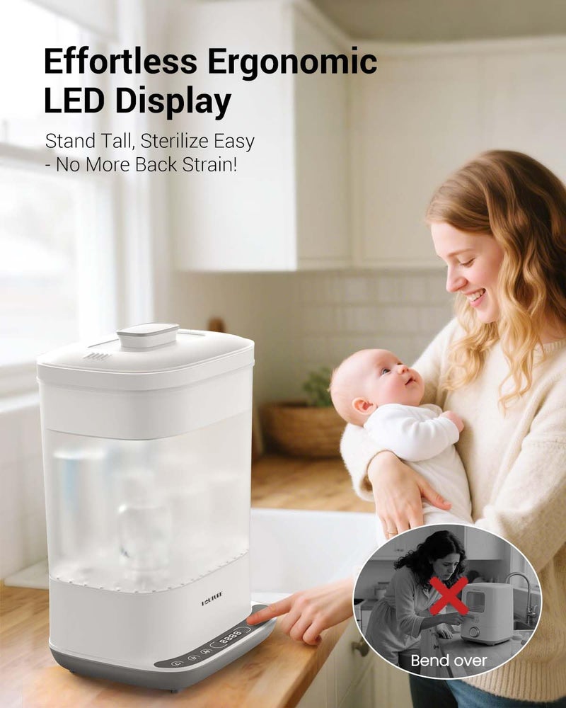 HAUTURE Bottle Sterilizer and Dryer, 6-in-1 Baby Bottle Sterilizer (Esterilizador de Biberones), 10 Bottles Capacity, Electric Steam Bottle Sanitizer for Baby Bottles, Breast Pump Parts & Pacifiers - Image 5