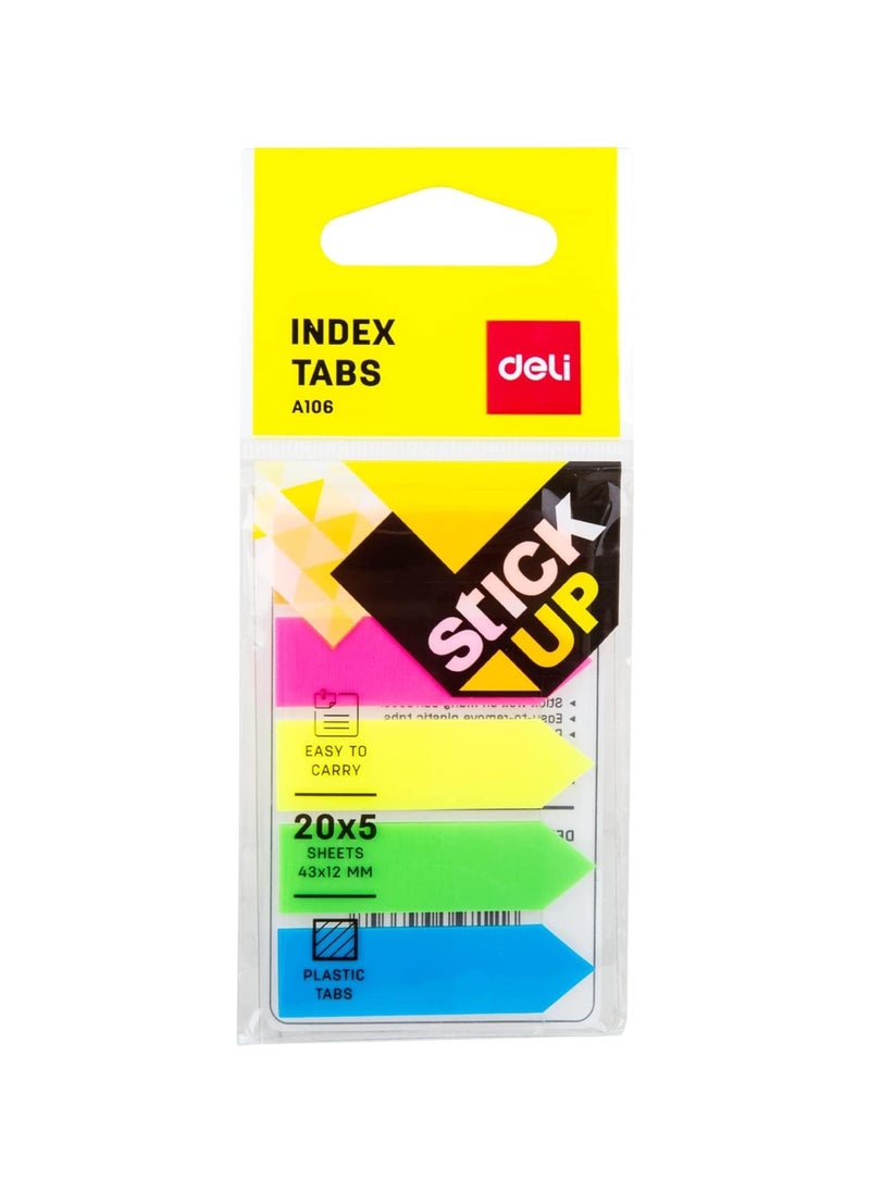Deli 100-Piece Plastic Index Tabs 43x12mm Size Multicolour  - Image 4