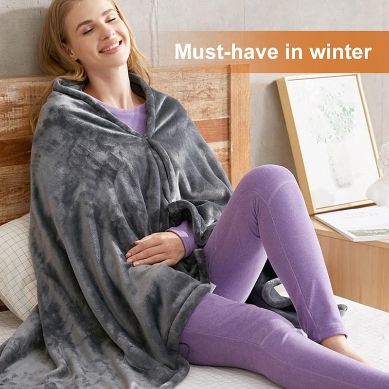 USB Electric Heated Blanket 3 Heat Settings 45-65℃ Fast Heating Soft Fleece Throw for Office Home Travel Car Use with Overheat Protection - Image 4