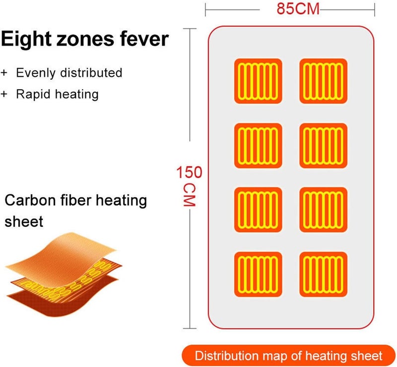 USB Electric Heated Blanket 3 Heat Settings 45-65℃ Fast Heating Soft Fleece Throw for Office Home Travel Car Use with Overheat Protection - Image 2