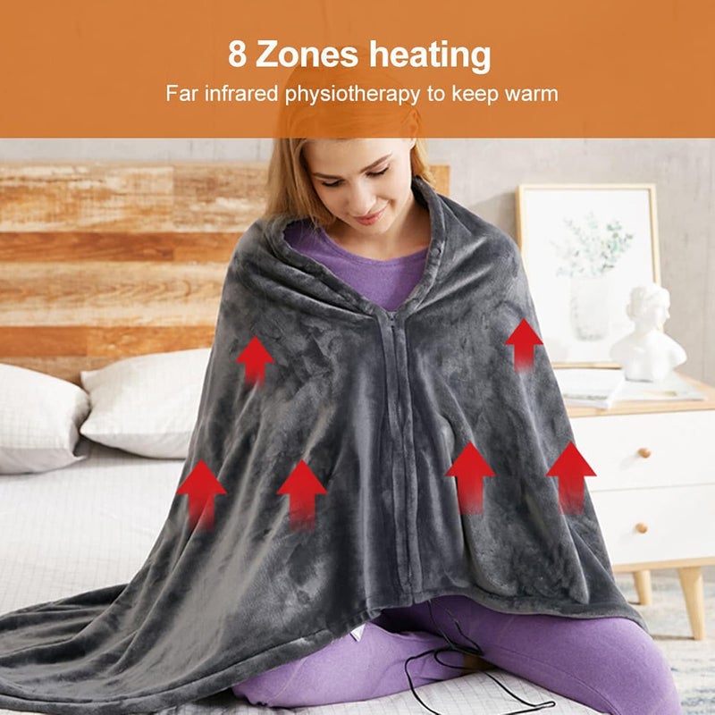 USB Electric Heated Blanket 3 Heat Settings 45-65℃ Fast Heating Soft Fleece Throw for Office Home Travel Car Use with Overheat Protection - Image 5
