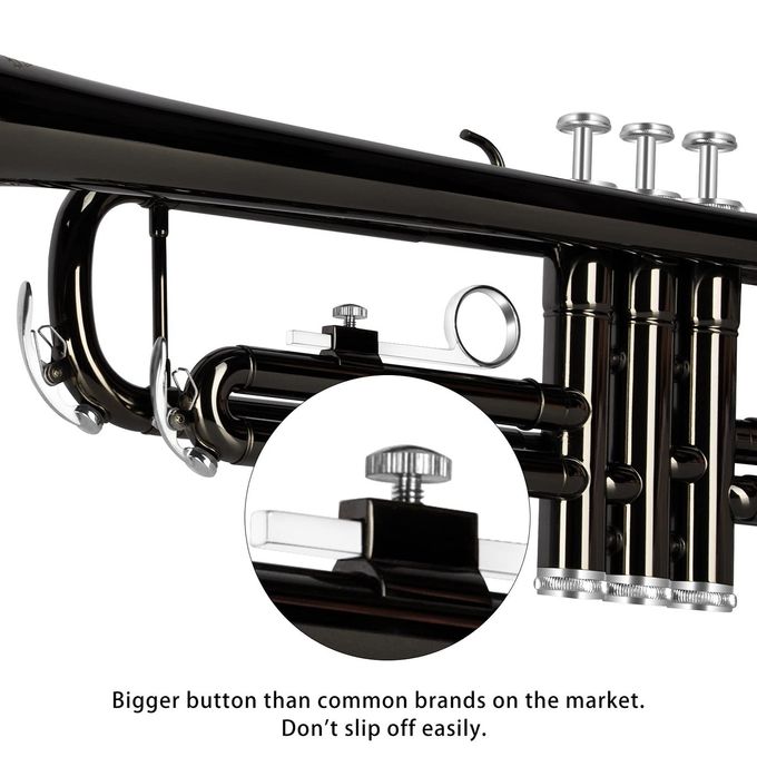 EASTROCK Bb Trumpet Standard Trumpet Set With Carrying Case,Gloves, 7C Mouthpiece And Cleaning Kit (Black) - Image 3