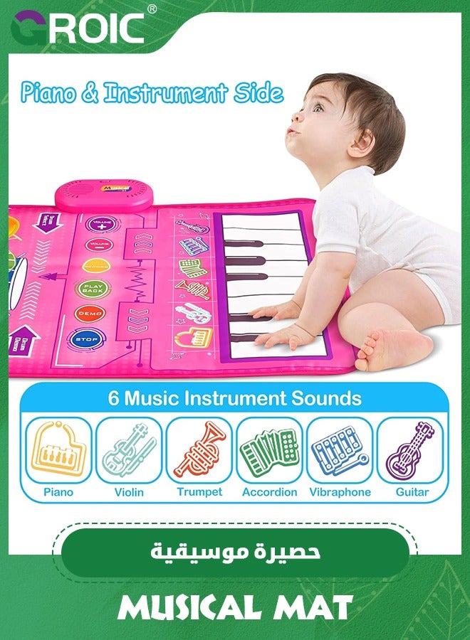 GROIC 2 in 1 Musical Mat, Piano Keyboard & Drum Mat with 2 Drum Sticks, Musical Play Mat, Baby Learning Toys, Early Educational Musical Learning Toys  - Image 2