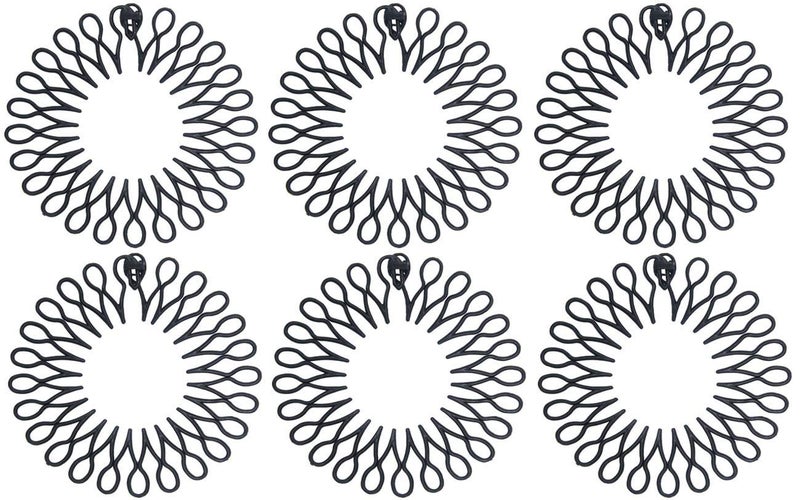 Fodattm 6PCS Stretch Flexible Plastic Hair Comb Headbands with Deep Teeth and Closure Plastic Circle Hair Hoop Hair Clip Spring Head Band Black