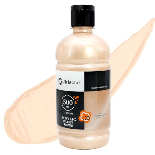 Artecho Champagne Gold Acrylic Paint - Large Bottle 500ml / 17oz, Craft Paint for Canvas, Rocks, Wood, Fabric, Ceramic, Non-Toxic - Image 1