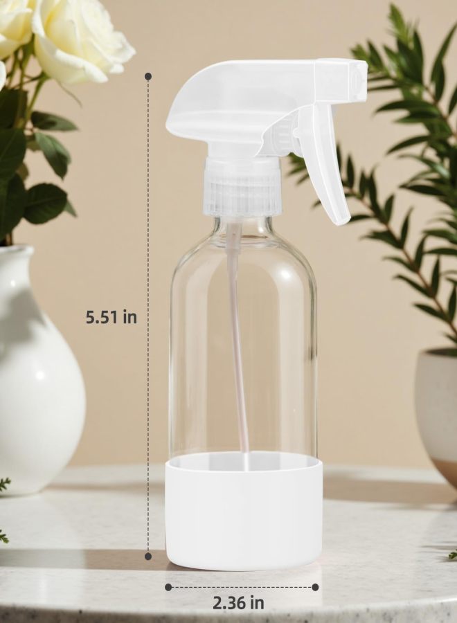 2 Pack 500ml Clear Glass Spray Bottles with Long Silicone Sleeve, Refillable Water Sprayer for Cleaning, Gardening, Cosmetics,White - Image 2