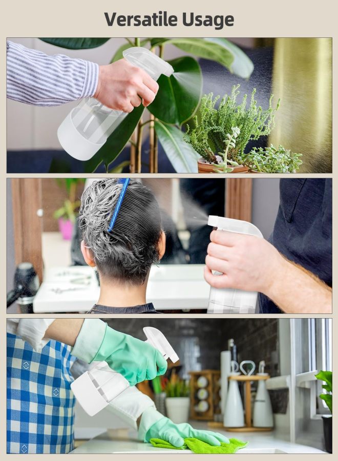 2 Pack 500ml Clear Glass Spray Bottles with Long Silicone Sleeve, Refillable Water Sprayer for Cleaning, Gardening, Cosmetics,White - Image 5